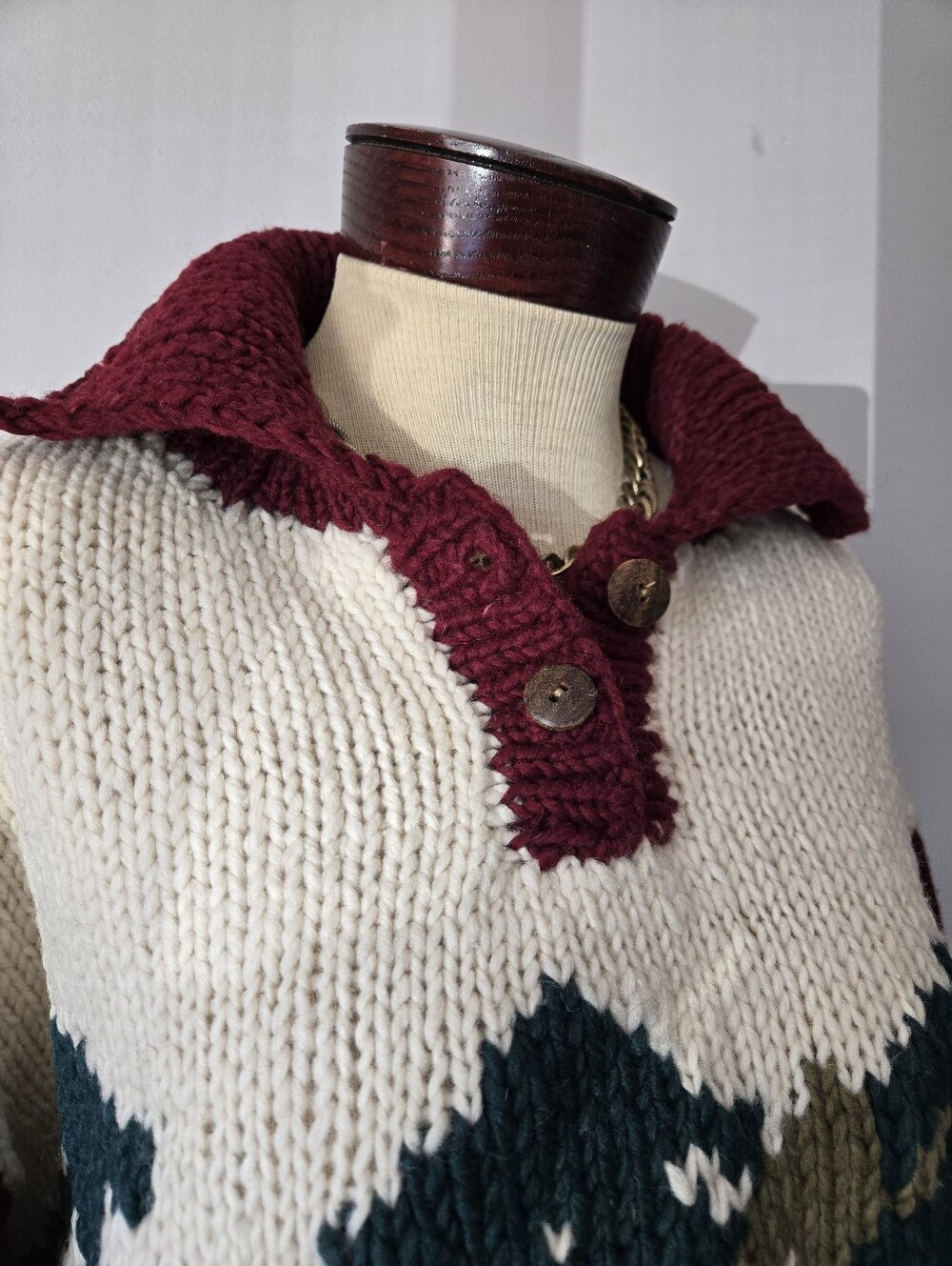 Amos & Andes Vintage Canada Chunky Wool Knit Pullover Sweater - Size L - Picture 3 of 10